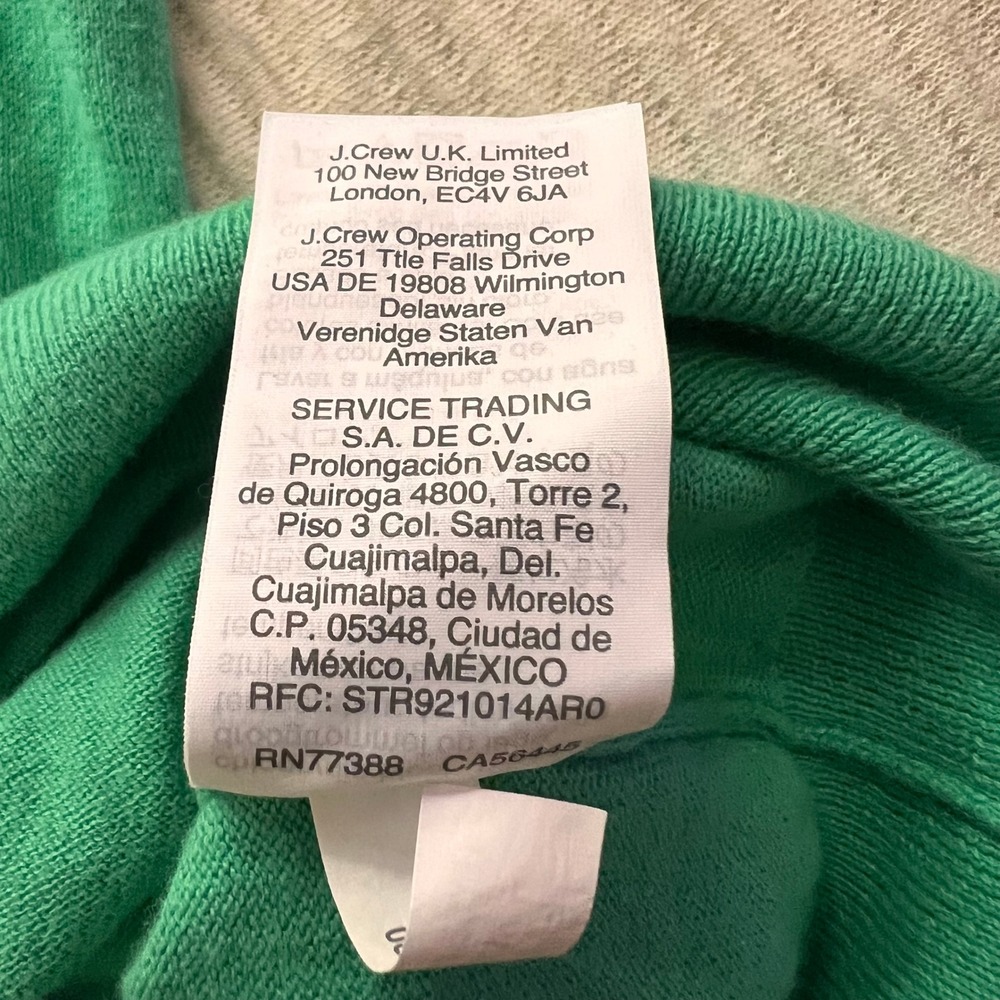 J.Crew Womens Green Scalloped Pointelle Neck Short Sleeve Cotton Sweater Size M - Picture 8 of 8